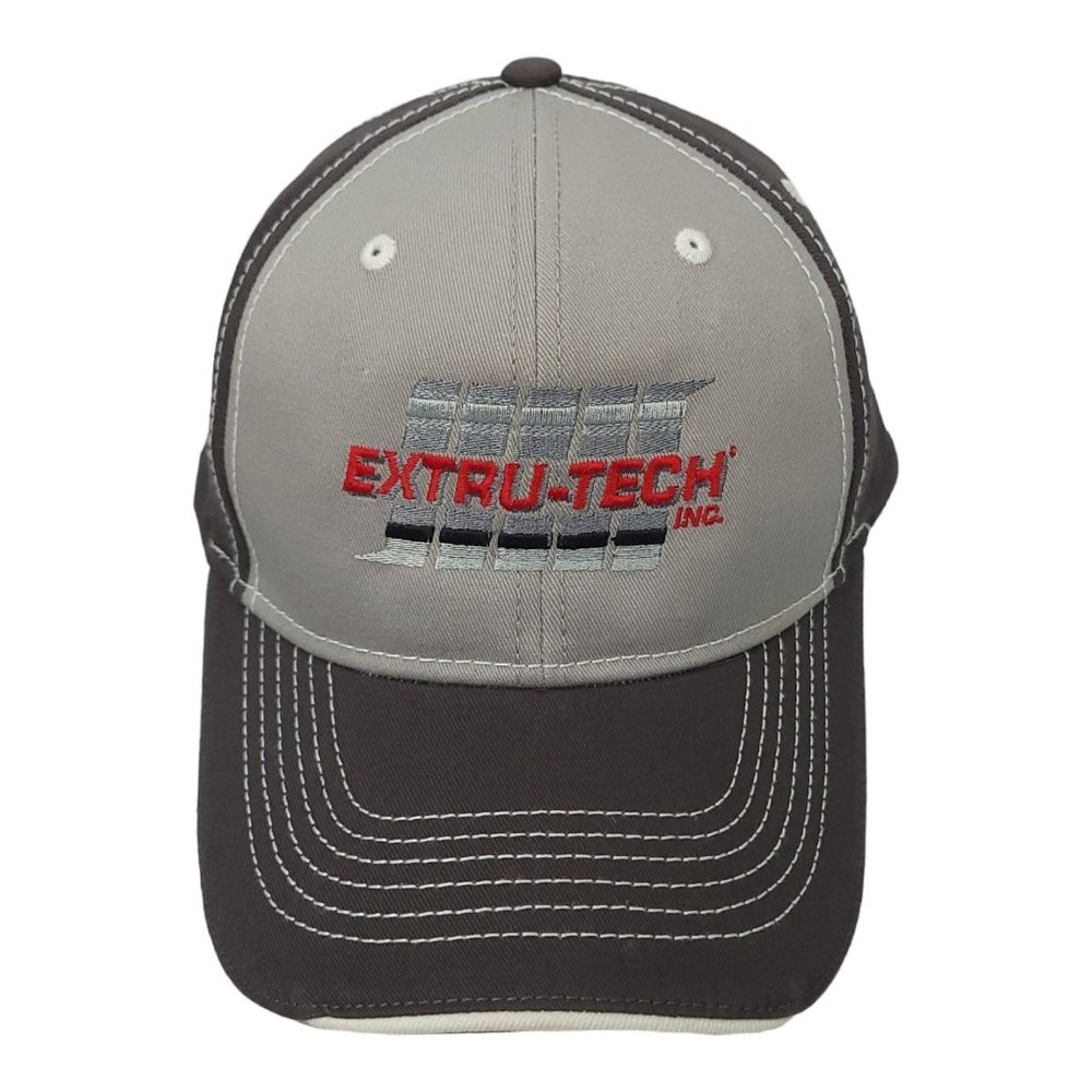 Extru Tech Strapback Cap Embroidered Patch Logo Trucker Baseball Hat Gray